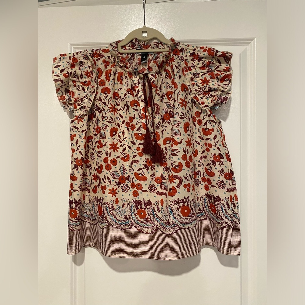 SALE Aqua NWT short sleeve boho peasant blouse